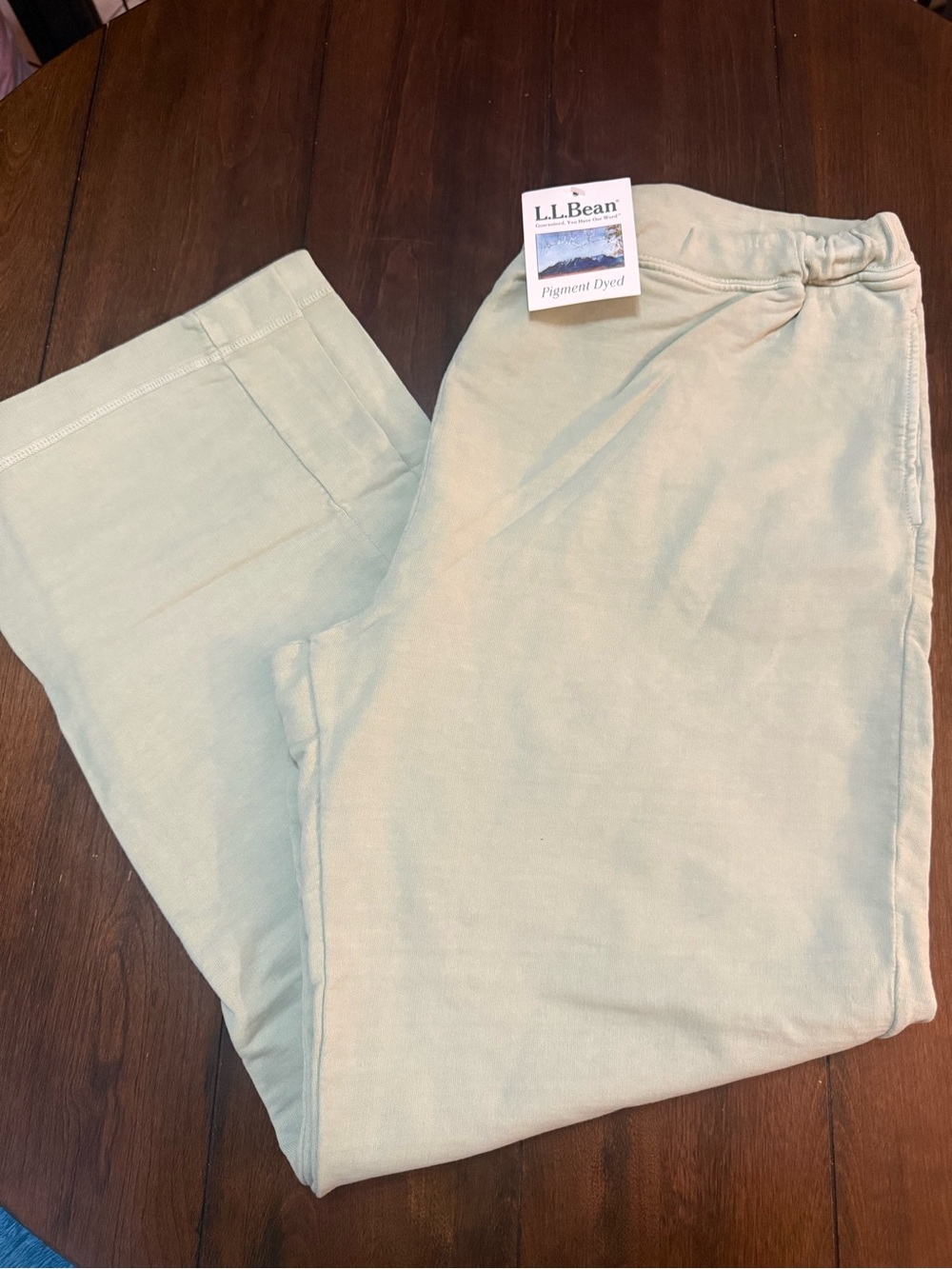 NWT L.L. Bean Women’s XL  Sage Green Pigment-Dyed Sweatpants